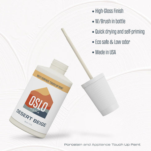 Porcelain + Appliance Touch Up Paint, Desert Beige, 1oz, High-Gloss, w/Brush in Bottle, for Appliances...