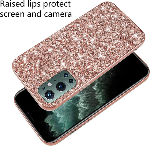 Compatible with OnePlus 9 Pro Case Glitter Shockproof,OnePlus 9 Pro Phone Case Bling Sparkly Soft TPU and PC Silicone Shiny Girl Women Thin Protec...
