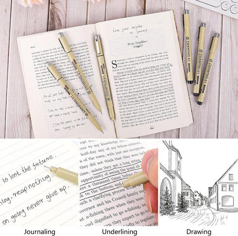 Extra Fine Point Writing Pens: 6 Black Ultra Thin 0.25mm No Bleed Smooth Annotation Bible Journaling Study Supplies Waterproof 01 Micro Line Needl...
