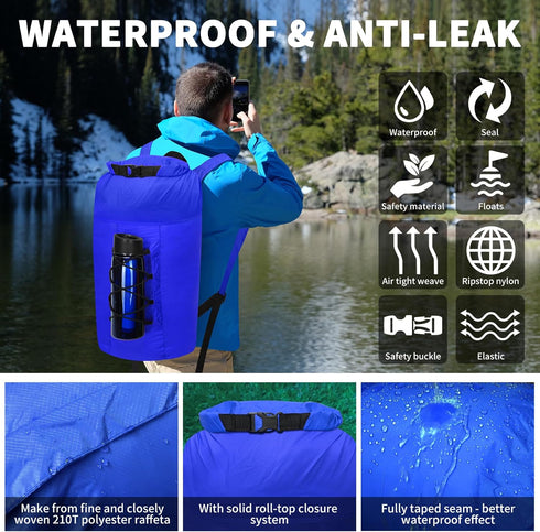 R2Depot Waterproof Dry Bag 20L, Lightweight Portable, Dry Storage Bag to Keep Gear Dry Clean for Kayaking, Swimming, Camping (Blue)...