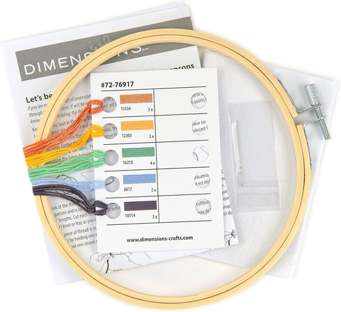 Dimensions 72-76917 Mod Rainbow Embroidery Needlepoint Kit for Beginners, 6" D, Multicolor, 5pcs......