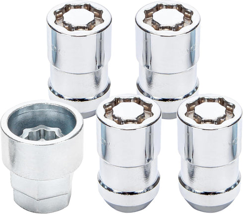 CARTMAN Universal Chrome Wheel Lock Set(M12 x 1.5 Thread Size), 4 Locks / 1 Key, Antitheft Tire Lock Set for Cars...