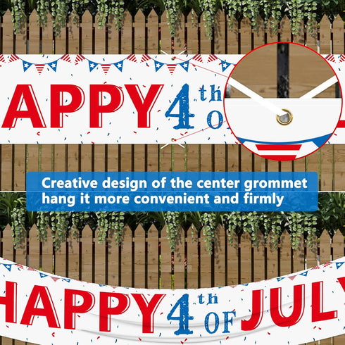 Probsin Large 4th of July Banner Decorations 120"x20" National Independence Day Yard Sign Patriotic Party Supplies American Balloons Hanging Decor...