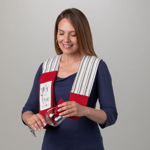 DEMDACO I'd Love A Refill Red Stripe 69 Inch Long Over The Shoulder Cotton Fabric Dish Towel Kitchen Boa...