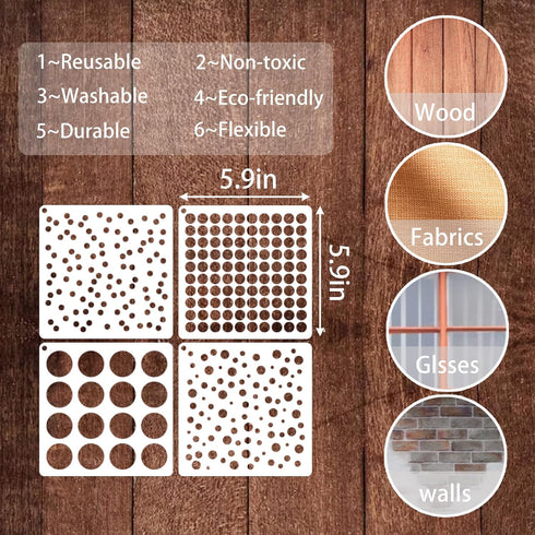16 Pieces Circle Stencil Bubble Geometric Craft Stencil Polka Dot Stencils Mixed Media Circle Stencils for Painting on DIY Card Making Scrapbook P...
