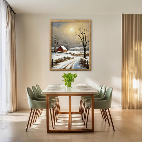 Posterizer 1 pcs-beautiful scenary of snowy winter in oil painting style-6-Landscape & Nature Art-GIft for Men Women Teens-Dining Room Decor- unfr...