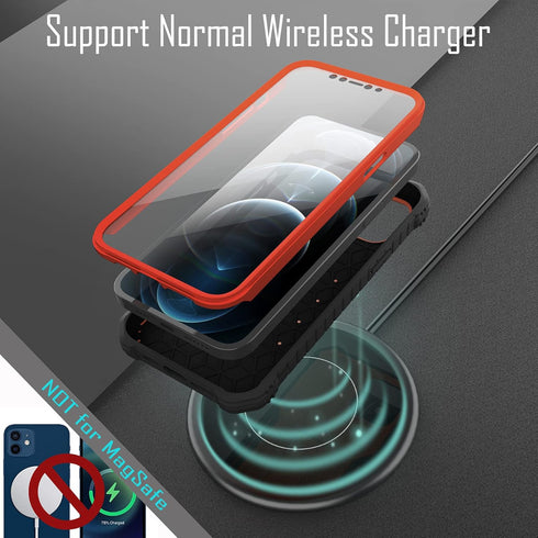 ExoGuard for iPhone 12 Case, Compatible with iPhone 12 Pro Case, Rubber Shockproof Full-Body Cover Case Built in Screen Protector with Kickstand f...