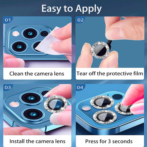 [3+1 Compatible with iPhone 11, 11 mini, 11 Pro, 11 Pro Max Camera Lens Protector Glitter Bling, Tempered Glass Clear Camera Cover Screen Protecto...