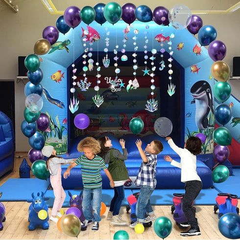 Cheerland Under the Sea Party Garlands Iridescent Mermaid Birthday Decorations Balloon Garland First Birthday Decor Sea Poolside Balloon Arch Litt...