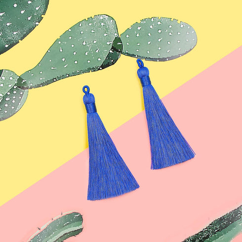VAPKER 20pcs Blue Tassel Mini Silk Tassels for Craft Jewelry Making Woman, Handmade Soft Ice Silky Tassels with Loops for DIY Projects, Bookmarks(...