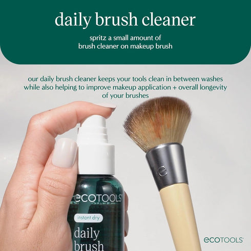 EcoTools Daily Brush Cleaner, Makeup Brush Cleanser Spray, Quick Drying Brush Spray, Fragrance Free & Dermatologist Tested, Travel Size, TSA Appro...