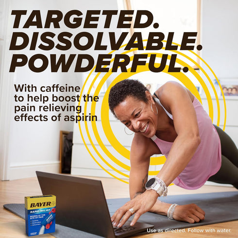 Bayer New Rapid Relief Powder Packs with Aspirin & Caffeine, Dissolvable Fast Acting Pain Relief, Works at Site of Pain to Relieve Headache, Muscl...