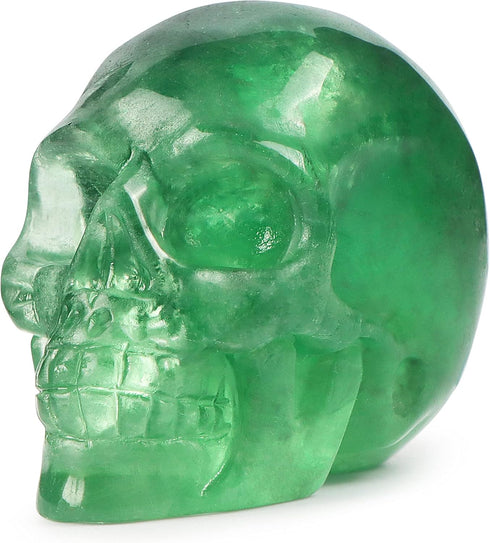 Artistone 2.0" Green Fluorite Crystal Skull Head Decor Statue,Hand Carved Natural Polished Gemstone Human Skull Figurine Pocket Reiki Healing Ston...