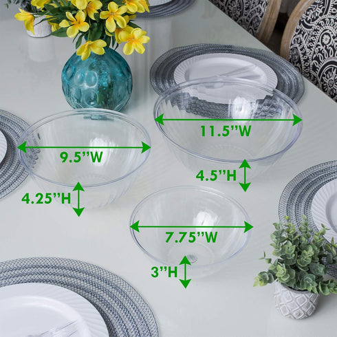 PLASTICPRO Disposable 48 Ounce Round Crystal Clear Plastic Serving Bowls With Lids, Party Snack or Salad Bowl, Chip Bowls, Snack Bowls, Candy Dish...