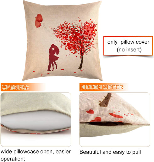 TUPARKA 4 Pack Valentine's Day Throw Pillow Covers 18 x 18 Inch Holiday Pillow Case for Sofa Couch Home Cushion Decoration...