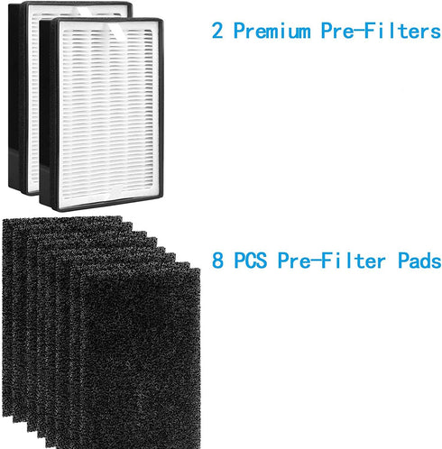 H126 Replacement HEPA Filter, Compatible with Levoit LV-H126, Includes 2 HEPA Filters and 8 Activated Carbon Pre-Filters Set, LV-H126-RF...