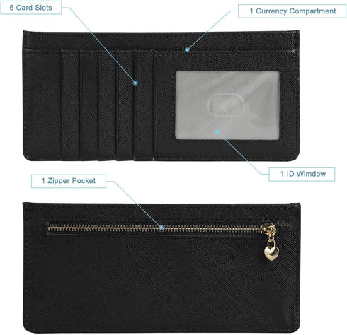 XEYOU Women Slim Rfid Blocking Credit Card Case Holder Wallet Zip ID Case Wallet Small Compact Leather Wallet Coin Purse...