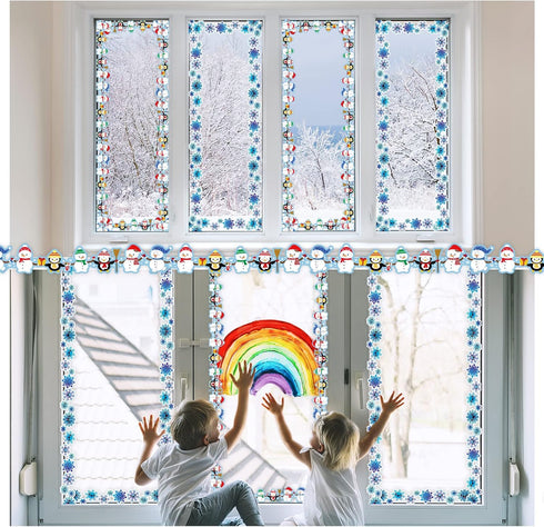 67ft Winter Christmas Bulletin Board Border Snowman Snowflake Bulletin Board Decorations Winter Penguin Borders Trim for Xmas Holiday Classroom Sc...