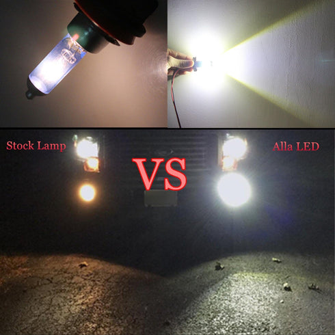 Alla Lighting 2400 Lumens 9006 HB4 LED Fog Lights Bulbs, 6000K Xenon White Super Bright Fog Lamps Replacement for Cars, Trucks...