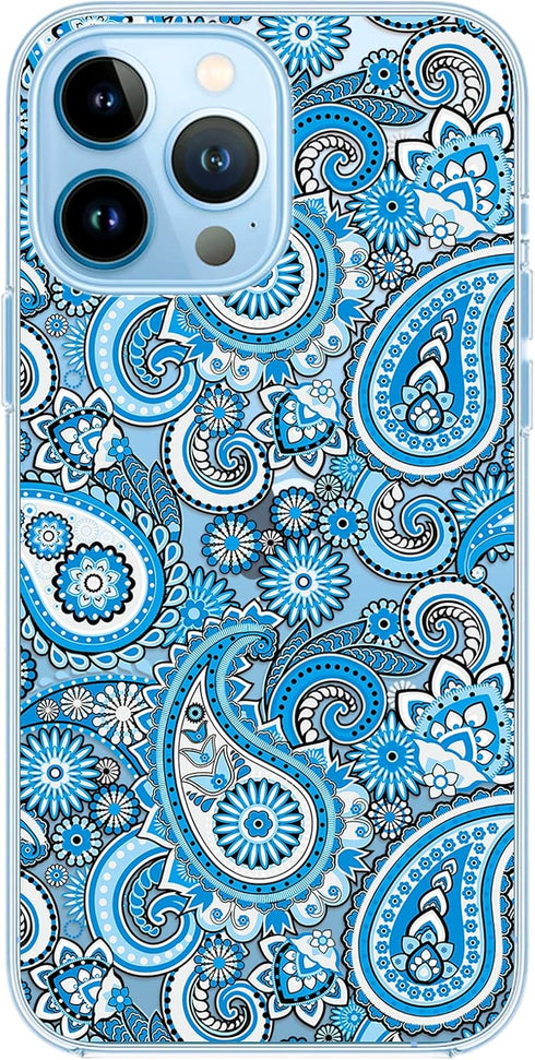 Blingy's for iPhone 13 Pro Case (6.1 inch), Bandana Pattern Tribal Design Ethnic Paisley Art Design Transparent Soft TPU Protective Clear Case Com...