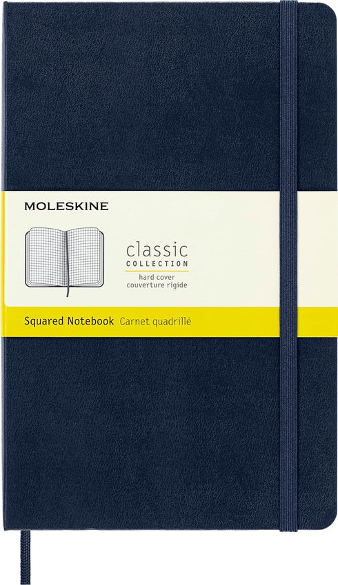 Moleskine Classic Notebook, Hard Cover, Large (5" x 8.25") Squared/Grid, Sapphire Blue, 240 Pages...
