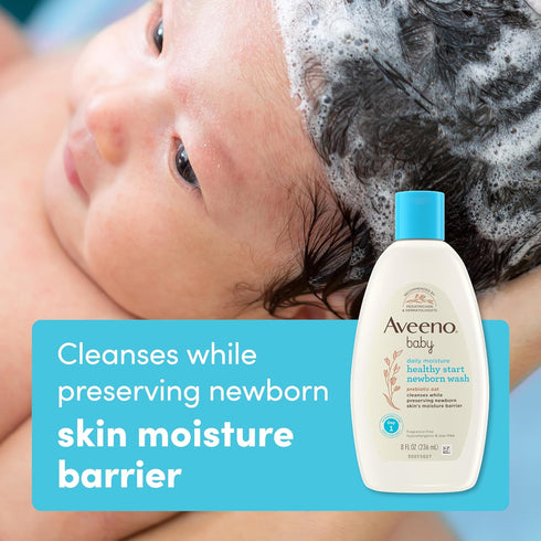 Aveeno Baby Healthy Start Nourishing Newborn Wash, Hypoallergenic Baby Body Wash with Prebiotic Oat Gently Cleanses Delicate Newborn Skin, Fragran...