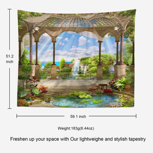 Shrahala Beautiful Tapestry, Waterfall Nature Scenery Landscape Wall Hanging Large Tapestry Psychedelic Tapestry Decorations Bedroom Living Room D...