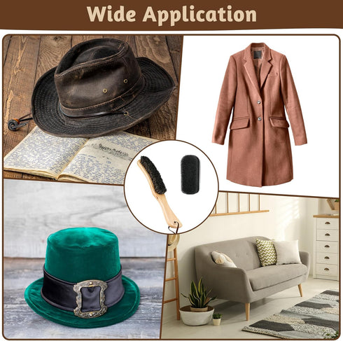 2PCS Felt Hat Brush, Felt Hat Cleaner with Horsehair Brush and Sponge Brush, Cowboy Hat Cleaner Easily Removes Dust Fuzz and Lint for Shoes Hats a...
