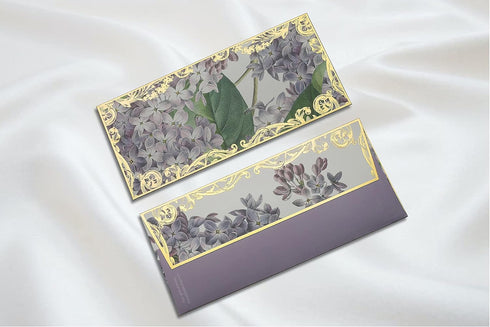 Gold Foil Money Envelope for Shagun Wedding Cash gifting, Premium Luxury envelopes Pack of 10, 7.2 X 3.2 inches, Purple floral, That Gilded Lining...