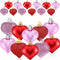 HOWAF 24 Pieces Valentines Day Heart Baubles Ornaments Christmas Tree Baubles Heart Shaped Decoration Baubles for Valentine's Day Decoration, Glos...