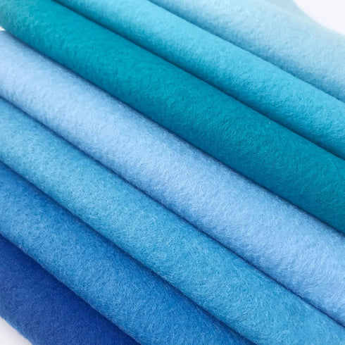 7Pcs Soft Felt Fabric Sheet DIY Craft Blue Series Felt Pack Sewing Nonwoven Patchwork Cotton Fabric Squares for Sewing, DIY Arts & Crafts (45x45cm...