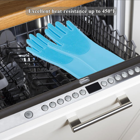 Pet Grooming Gloves, Heat Resistant Silicone Dog Cat Bathing Washing Mitts with High-Density Teeth and Enhanced Five Finger Design, Massaging Hair...