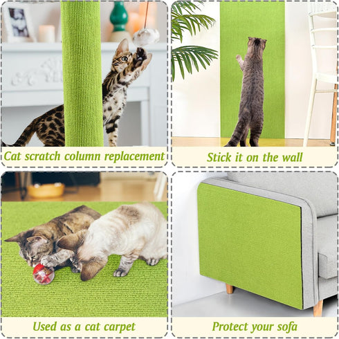 Gtmileo Trimmable Cat Scratching Post 78.7"x15.8" with Cat Laser Pointer, Self-Adhesive Cat Scratch Mat Replacement for Cat Tree Shelf Shelves, Ca...