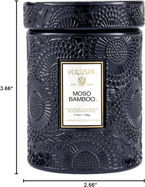 Voluspa Moso Bamboo, Small Candle Jar, 5.5 oz, 50 Hour Burn Time, Coconut Wax for Clean Burning, Handcrafted in the USA...