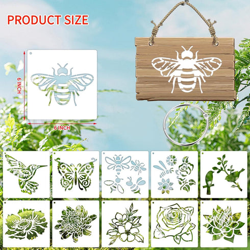 6 Inch Wildflower Stencils Reusable Spring Flower Stencils for Painting on Wood, 25 Pieces Floral Stencil DIY Craft Template for Painting on Furni...