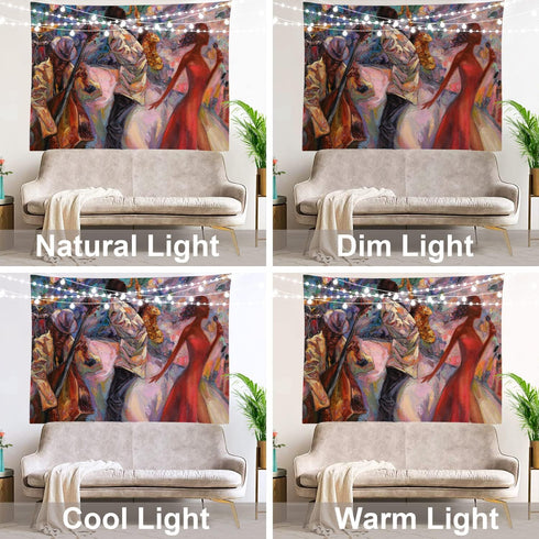 Shrahala Jazz Band Tapestry, Jazz Singer Club Band Oil Painting Wall Hanging Large Tapestry Psychedelic Tapestry Decorations Bedroom Living Room D...