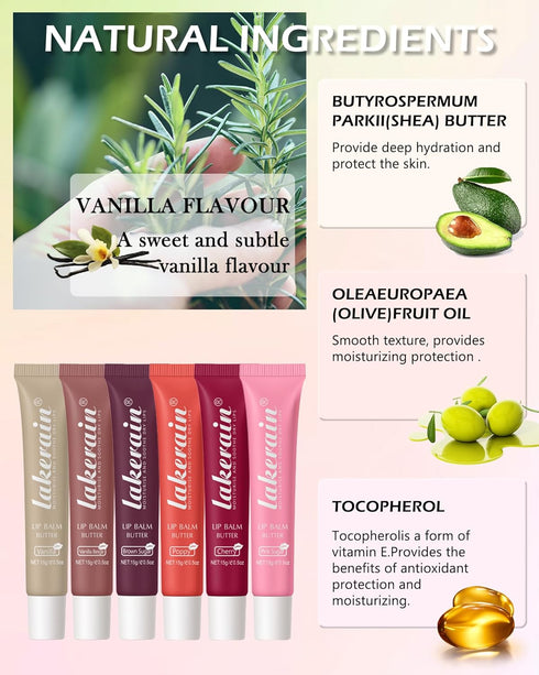 Lip Butter Balm Vanilla,Hydrating Tinted Butter Lip Gloss,Clear Lip Mask Lip Care Moisturizer,Glossier Lip Treatment Balm,Non-Sticky Jelly Glow Re...