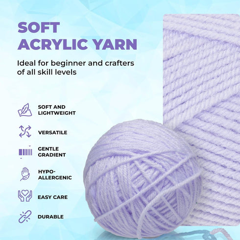 Mary Maxim Baby’s Best Lavender Yarn for Crocheting and Knitting, Lightweight Size 2 Yarn for Baby Blankets, Afghans and Clothing, Soft Acrylic Ny...