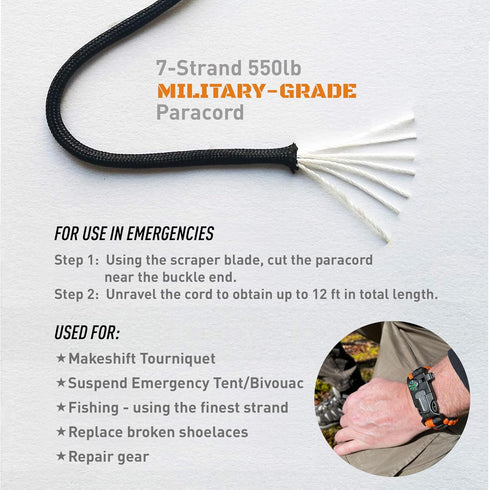 Paracord Survival Bracelet, 3 Pack, Adjustable, Firestarter, Compass, Whistle, Emergency Gear, Camping Accessories, Hiking Essentials, Trekking Ad...