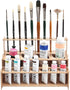 Mezzo Artist Paint and Brush Rack - Wood Grain Laminate Multi Layer Desk Stand Professional Storage Display Organizer for Paintbrushes and Paint T...