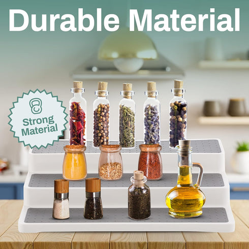 Home Intuition 3 Tier 14 inch Non-Skid Spice Rack Kitchen Pantry Organizer...