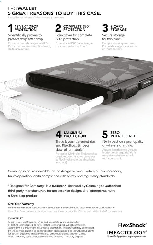 tech21 T21-5842 Evo Wallet Protective Case for Samgsung Galaxy S9+ Black...