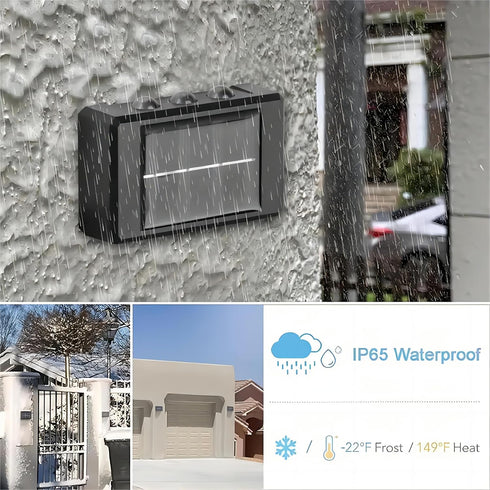 4 LED Waterproof Solar Fence Lights Up and Down, Small Solar Step Light, White Deck Lighting Illuminate Outdoor for Patio Shed Pool...