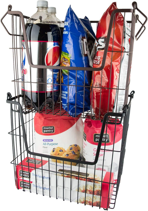 DII Metal Wire Mesh Stackable Utility Storage Bin, Large Rectangle, 13x10x11", Black...