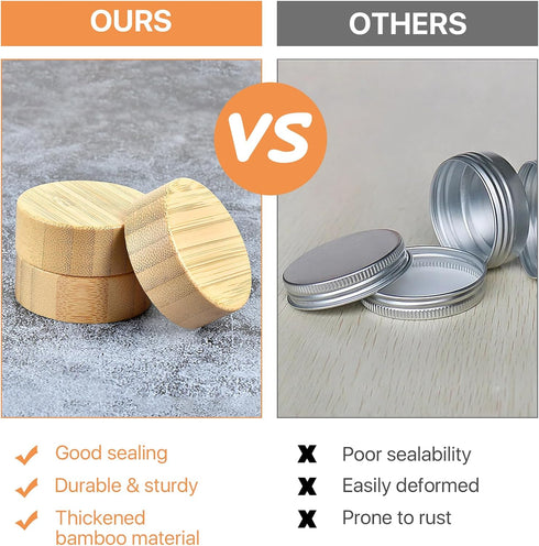 30 Pcs Bamboo Jar Lids, Airtight Bamboo Lids for 4 oz and 8 Square Spice Jars, Good Sealing for Bamboo Wooden Lid, Storage Spice Jars Lids, Round ...