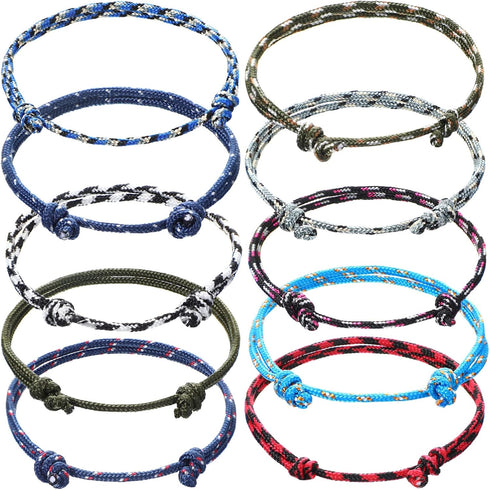20 Pieces Nautical Braided Rope Bracelet Handmade Navy Rope Cord Bracelet Adjustable String Wave Bracelets for Men Boys Teens...