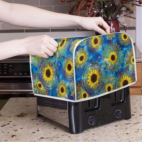 Sunflower Print Toaster Cover 2 Slice Wide Slot Decorative Accessories for Kitchen, Boho Mandala Flower Small Appliance Covers Anti Fingerprints O...