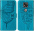 for Moto G Power 2021 Phone Case Wallet, Butterfly Floral Embossed, Wrist Strap, Card Holder Slots, Stand Leather Protective Flip Cover (Blue)...
