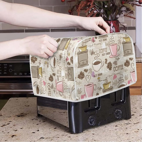 Talayituse Coffee Theme 4 Slice Toaster Covers Dust Protection Bread Maker Covers Toaster Oven Cloth Cover Kitchen Accessories Washable Appliance ...