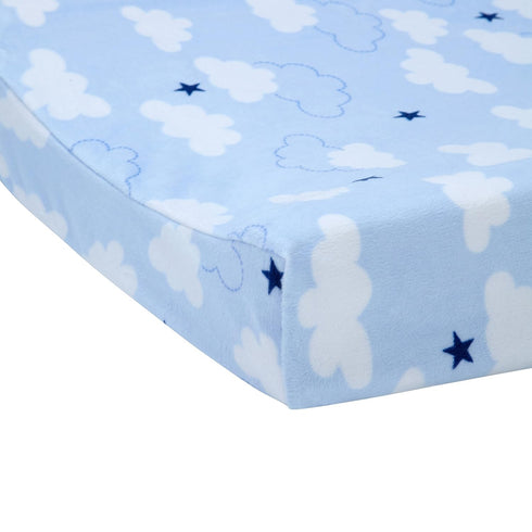 Carter's Take Flight Airplane/Cloud/Star Super Soft Changing Pad Cover, Blue, Navy, White,...